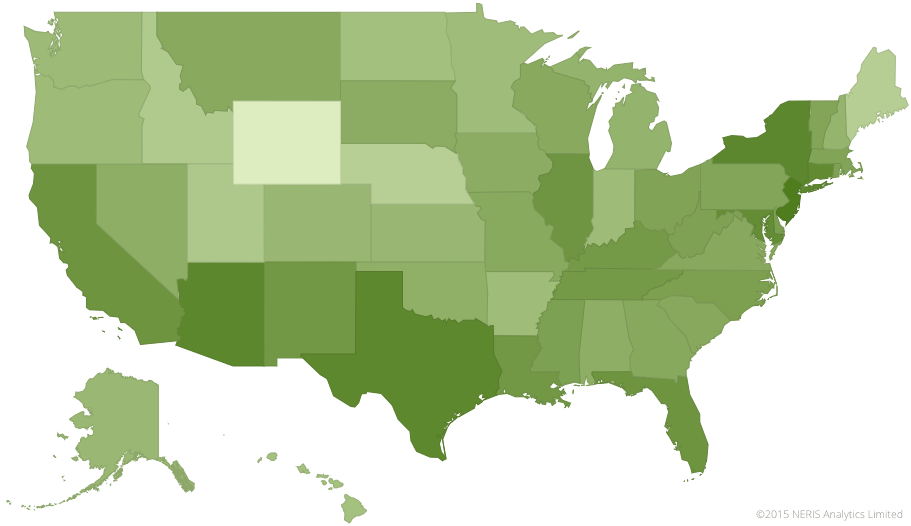 US map showing where Debater personalities (ENTP-A / ENTP-T) are most concentrated
